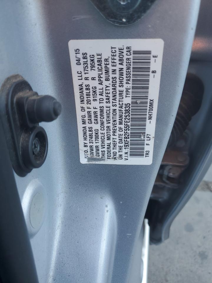 2015 Honda Civic Lx VIN: 19XFB2F55FE253835 Lot: 85353525