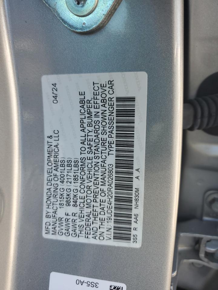 2024 Acura Integra VIN: 19UDE4H20RA026803 Lot: 84961405