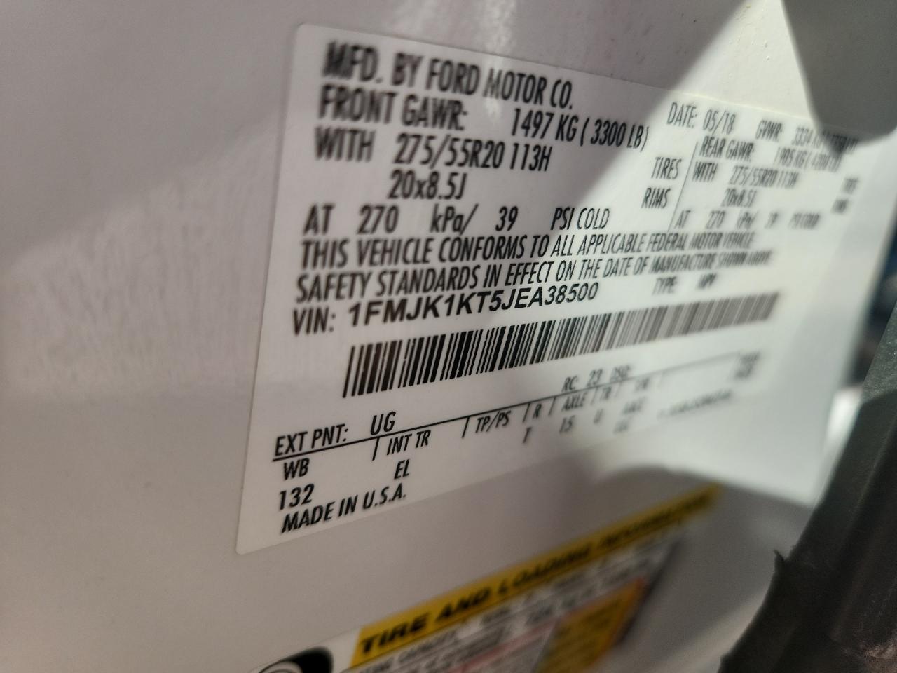 2018 Ford Expedition Max Limited VIN: 1FMJK1KT5JEA38500 Lot: 90862895