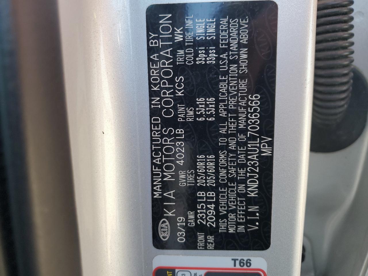 2020 Kia Soul Lx VIN: KNDJ23AU1L7036566 Lot: 85105895