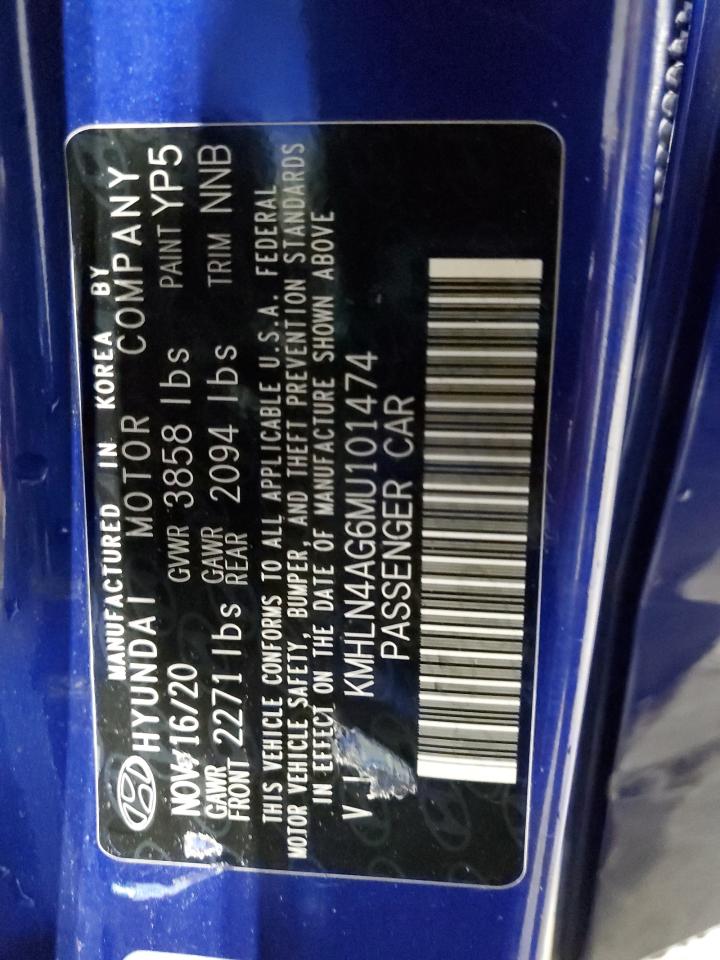 2021 Hyundai Elantra Sel VIN: KMHLN4AG6MU101474 Lot: 86321755