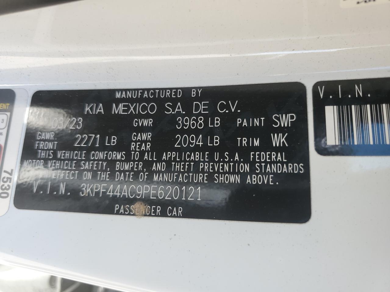 2023 Kia Forte Gt VIN: 3KPF44AC9PE620121 Lot: 85368255