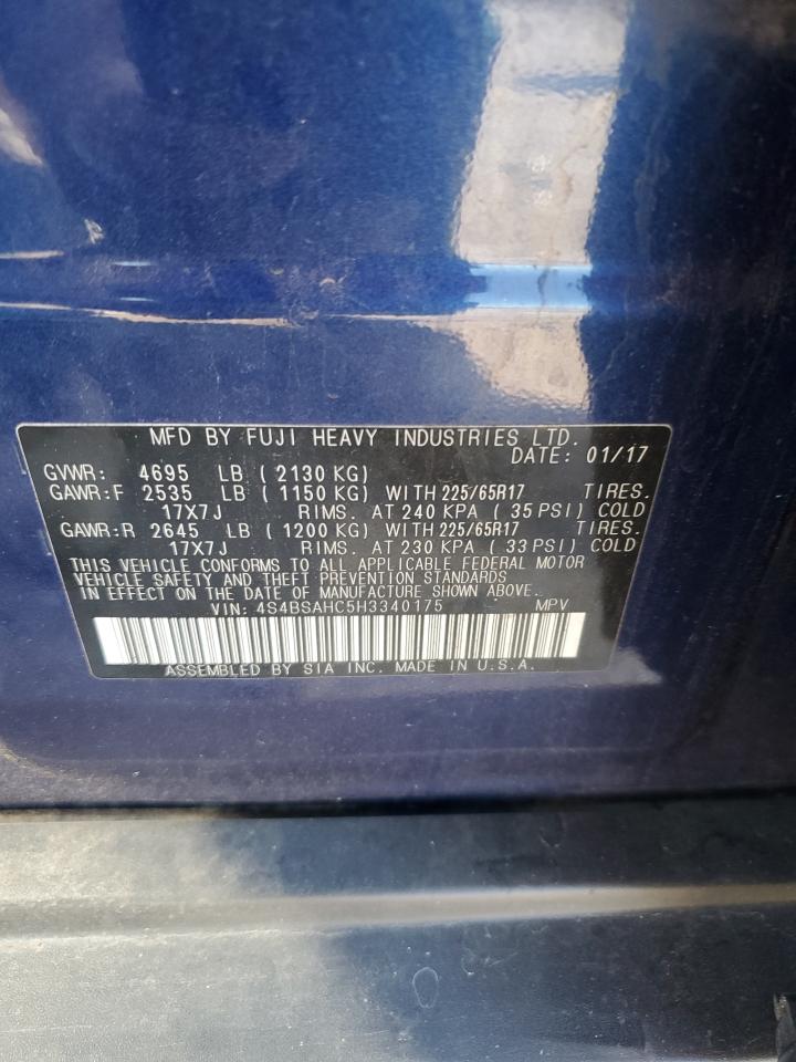 2017 Subaru Outback 2.5I Premium VIN: 4S4BSAHC5H3340175 Lot: 82413555