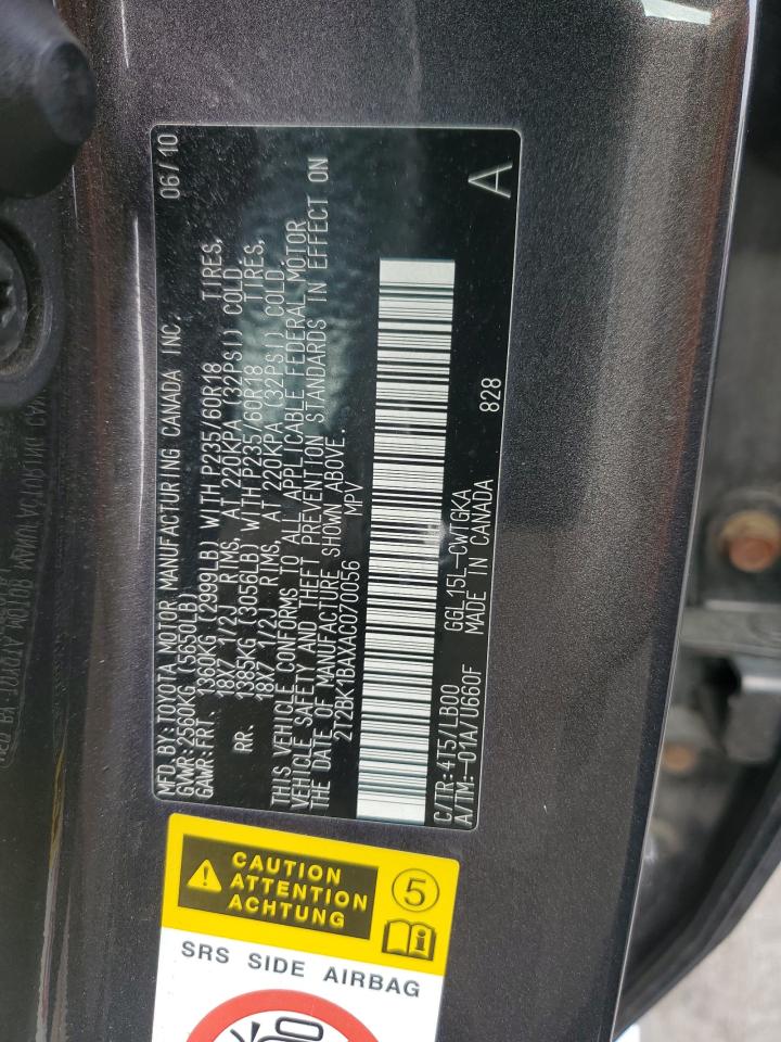 2010 Lexus Rx 350 VIN: 2T2BK1BAXAC070056 Lot: 90471345