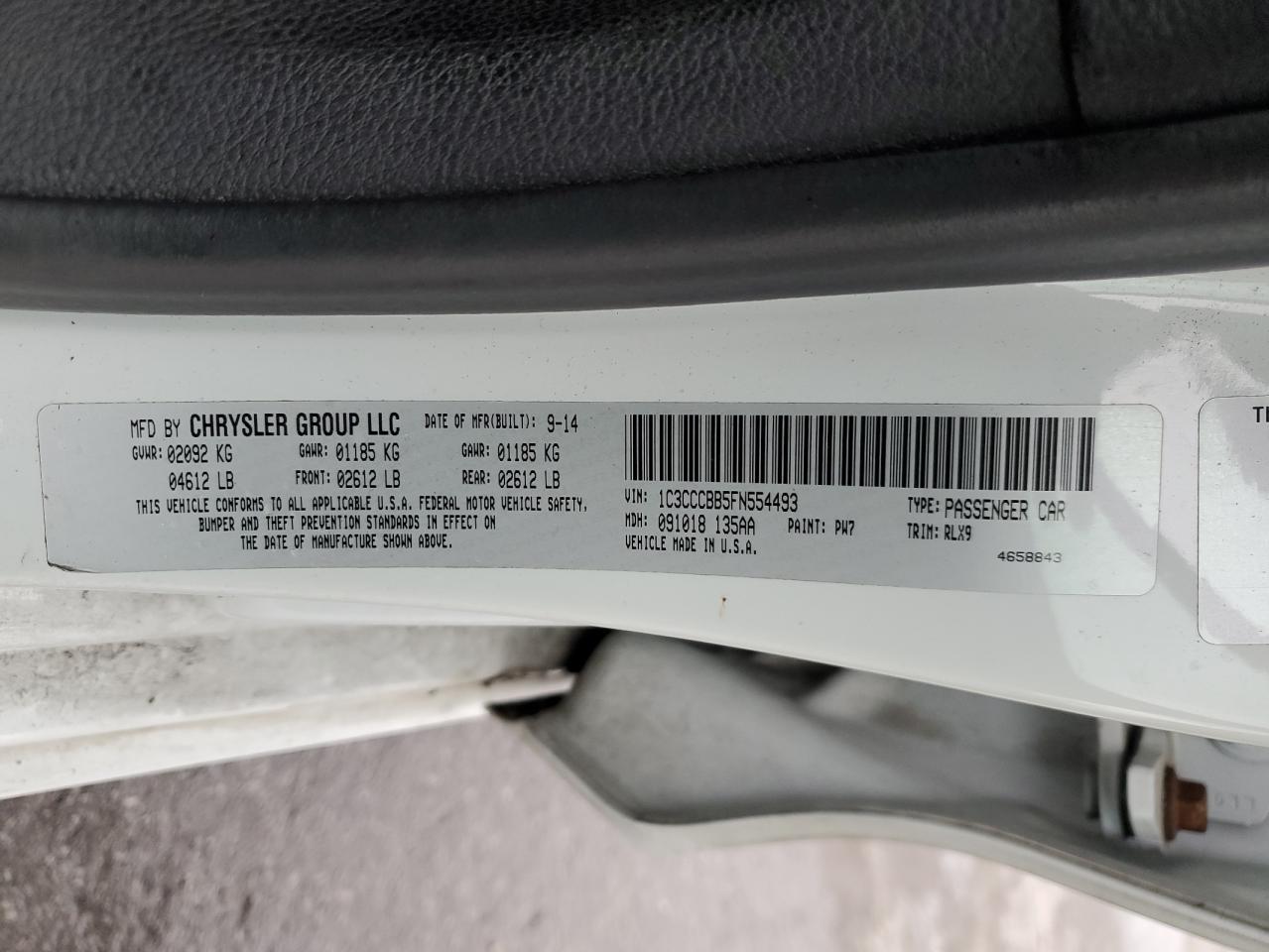 2015 Chrysler 200 S VIN: 1C3CCCBB5FN554493 Lot: 90876925