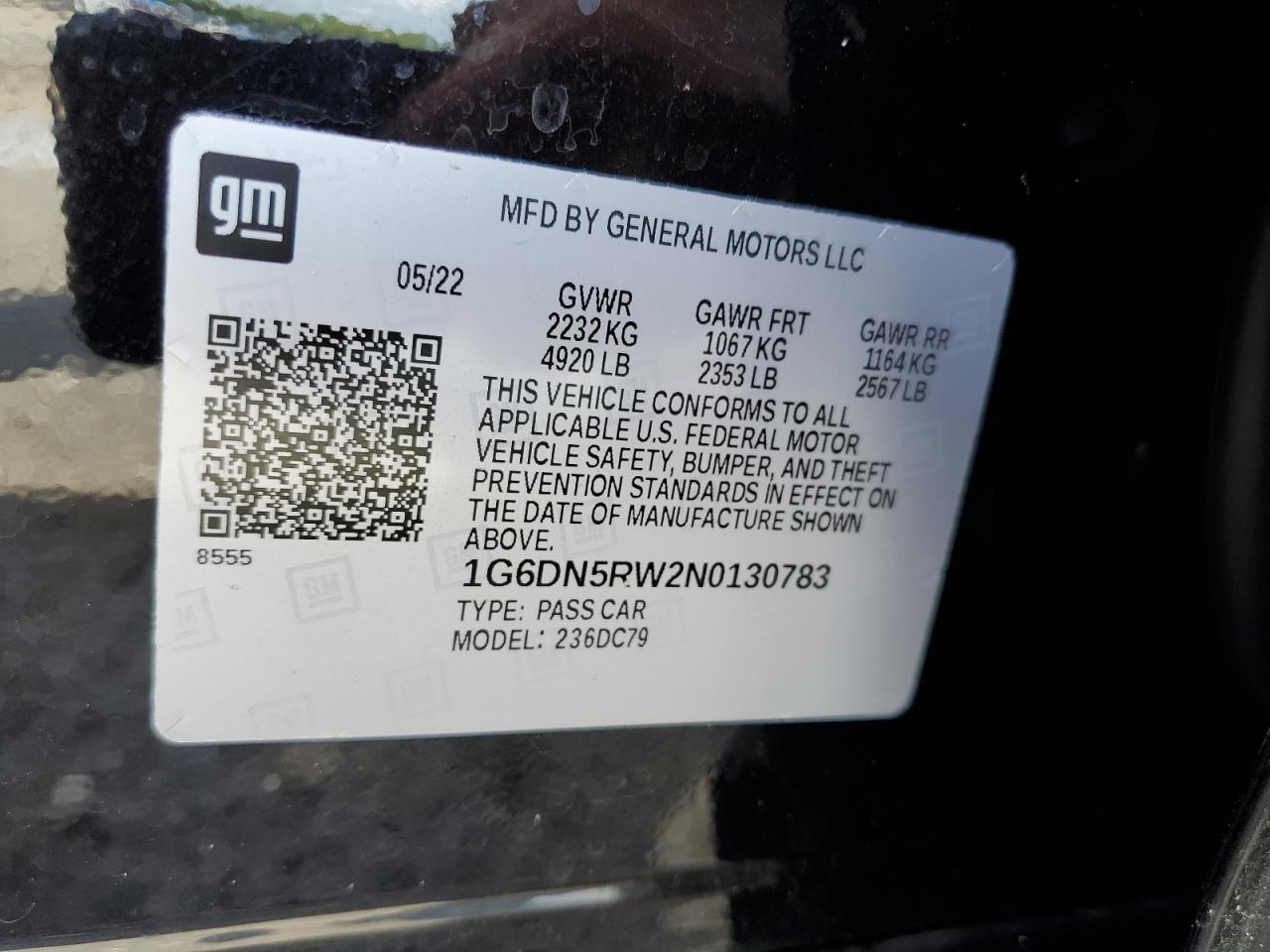 2022 Cadillac Ct5 Premium Luxury VIN: 1G6DN5RW2N0130783 Lot: 82296835