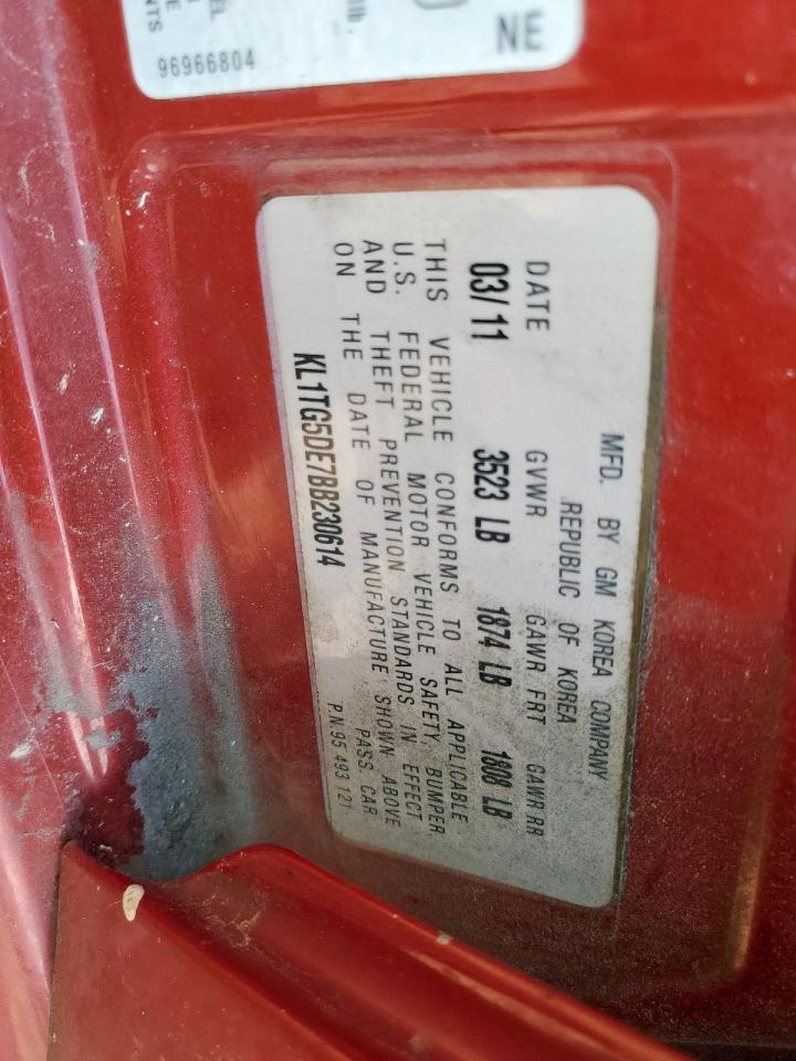 2011 Chevrolet Aveo Lt VIN: KL1TG5DE7BB230614 Lot: 84430795