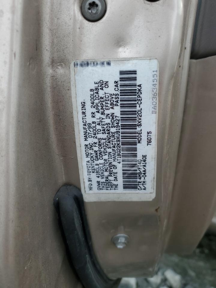 1999 Toyota Camry Ce VIN: 4T1BG22K9XU919427 Lot: 84886525