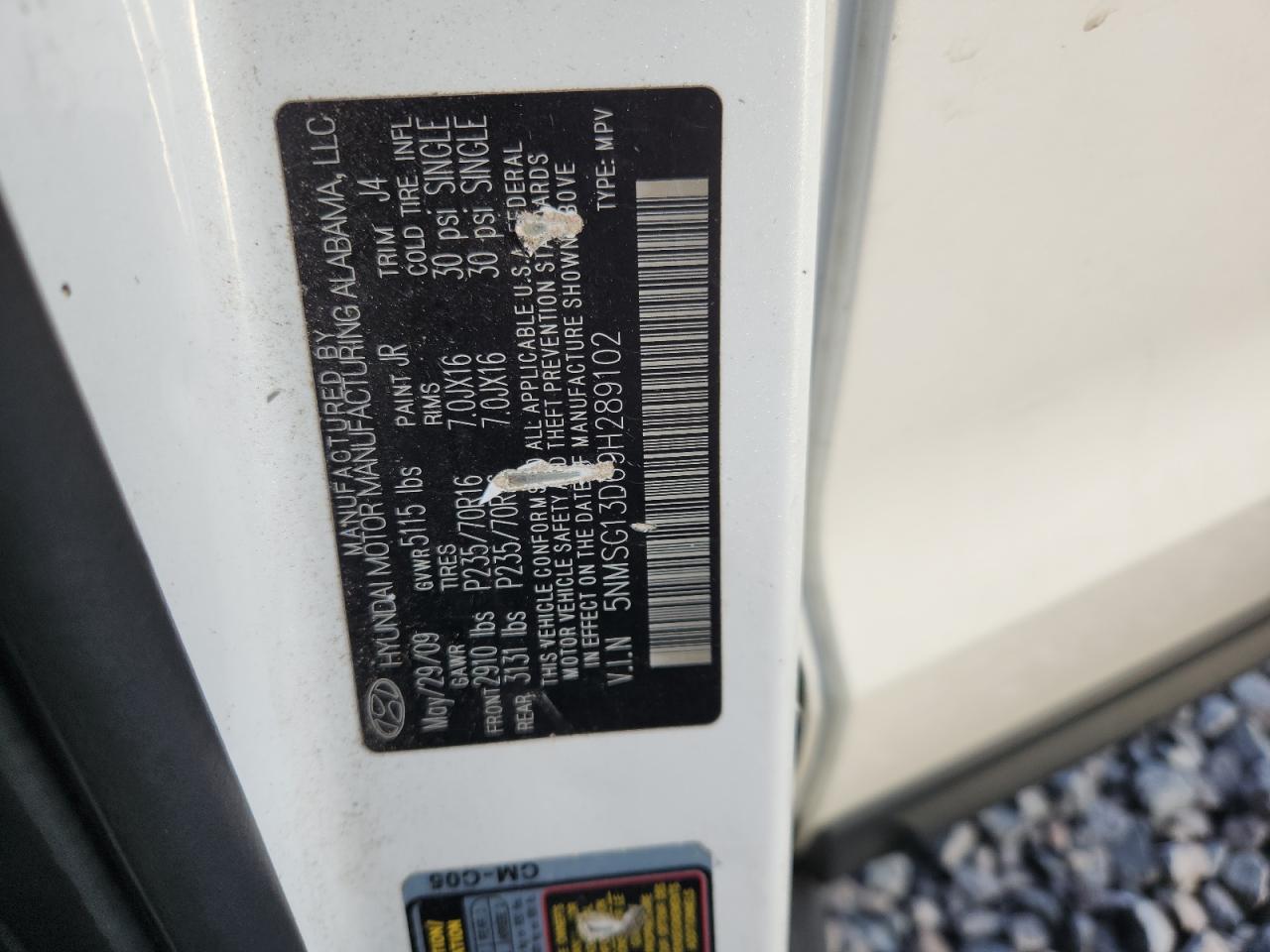 2009 Hyundai Santa Fe Gls VIN: 5NMSG13D69H289102 Lot: 85347115