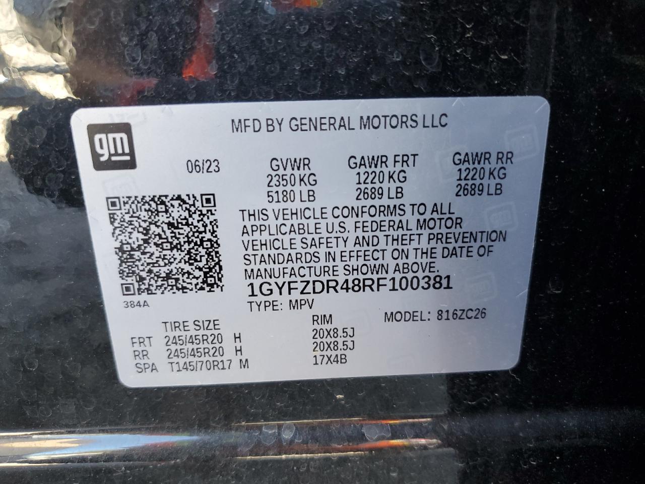 2024 Cadillac Xt4 Premium Luxury VIN: 1GYFZDR48RF100381 Lot: 87265725