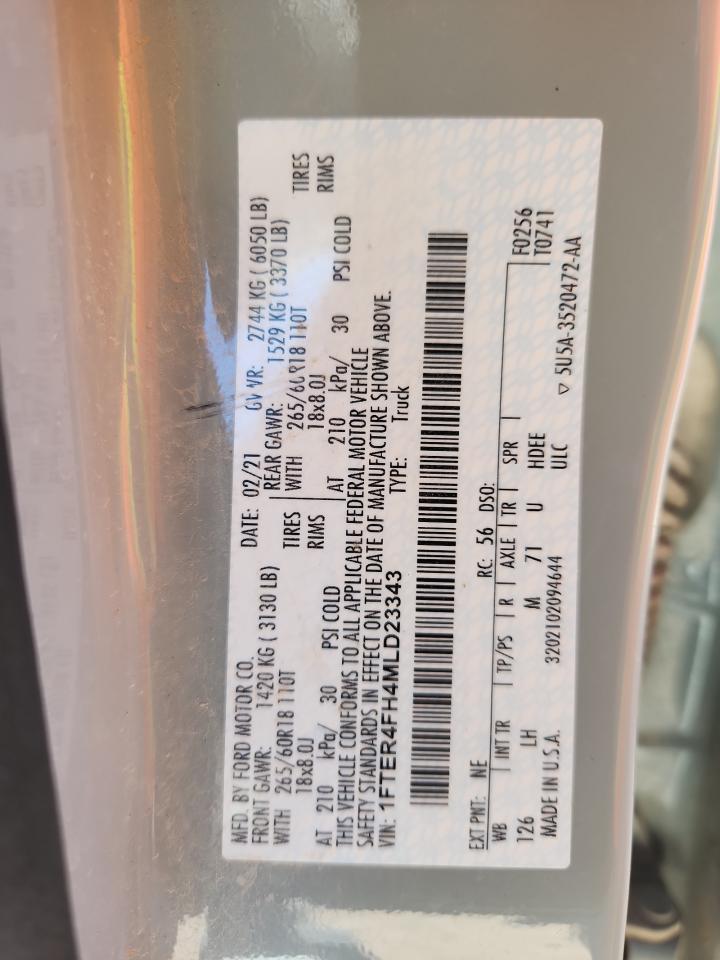 2021 Ford Ranger Xl VIN: 1FTER4FH4MLD23343 Lot: 86514595