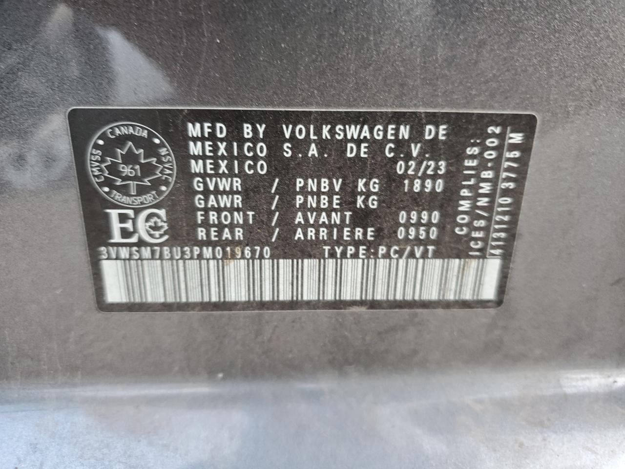 2024 Volkswagen Jetta Comfortline VIN: 3VWSM7BU3PM019670 Lot: 86107985