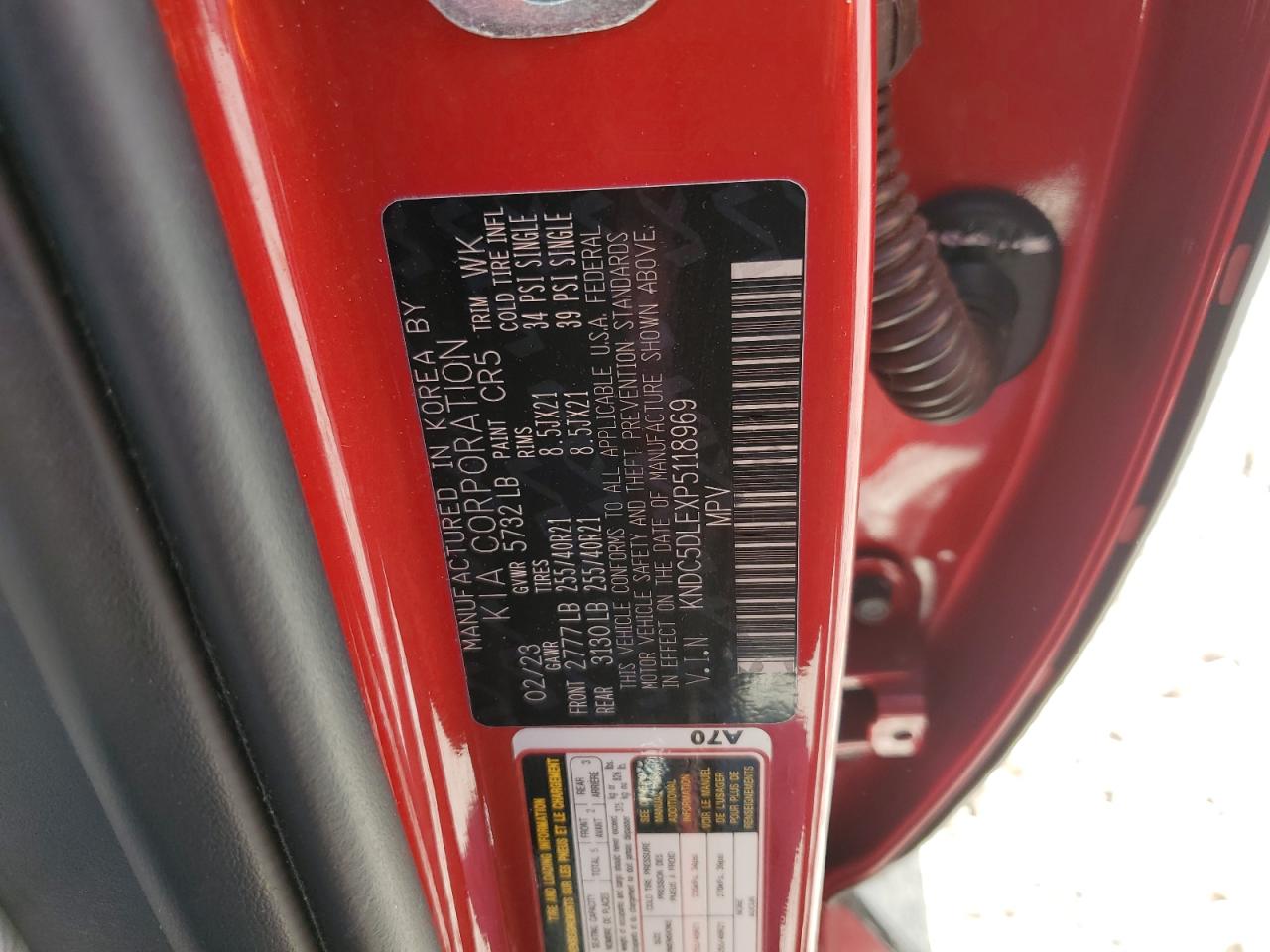 2023 Kia Ev6 Gt VIN: KNDC5DLEXP5118969 Lot: 84831665