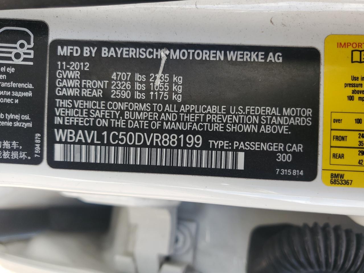 2013 BMW X1 xDrive28I VIN: WBAVL1C50DVR88199 Lot: 84698615