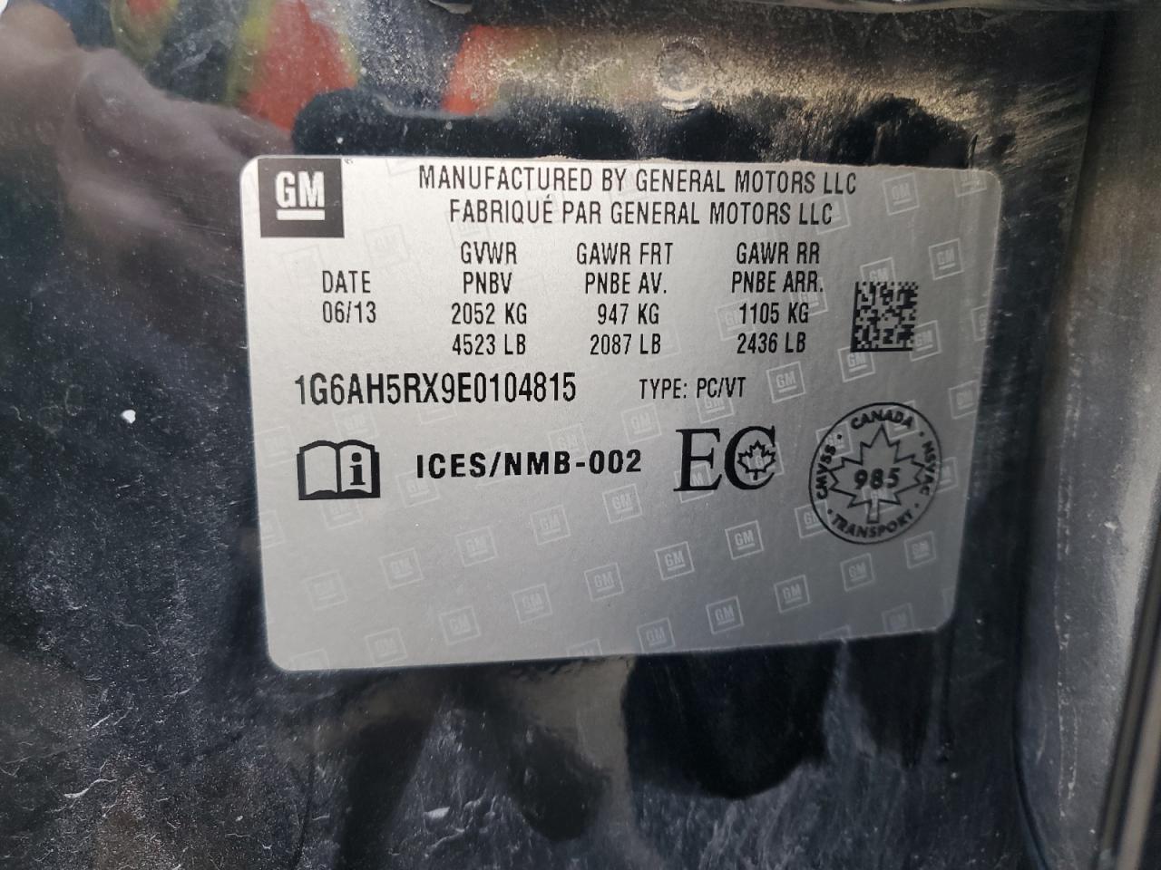 2014 Cadillac Ats Luxury VIN: 1G6AH5RX9E0104815 Lot: 82214915