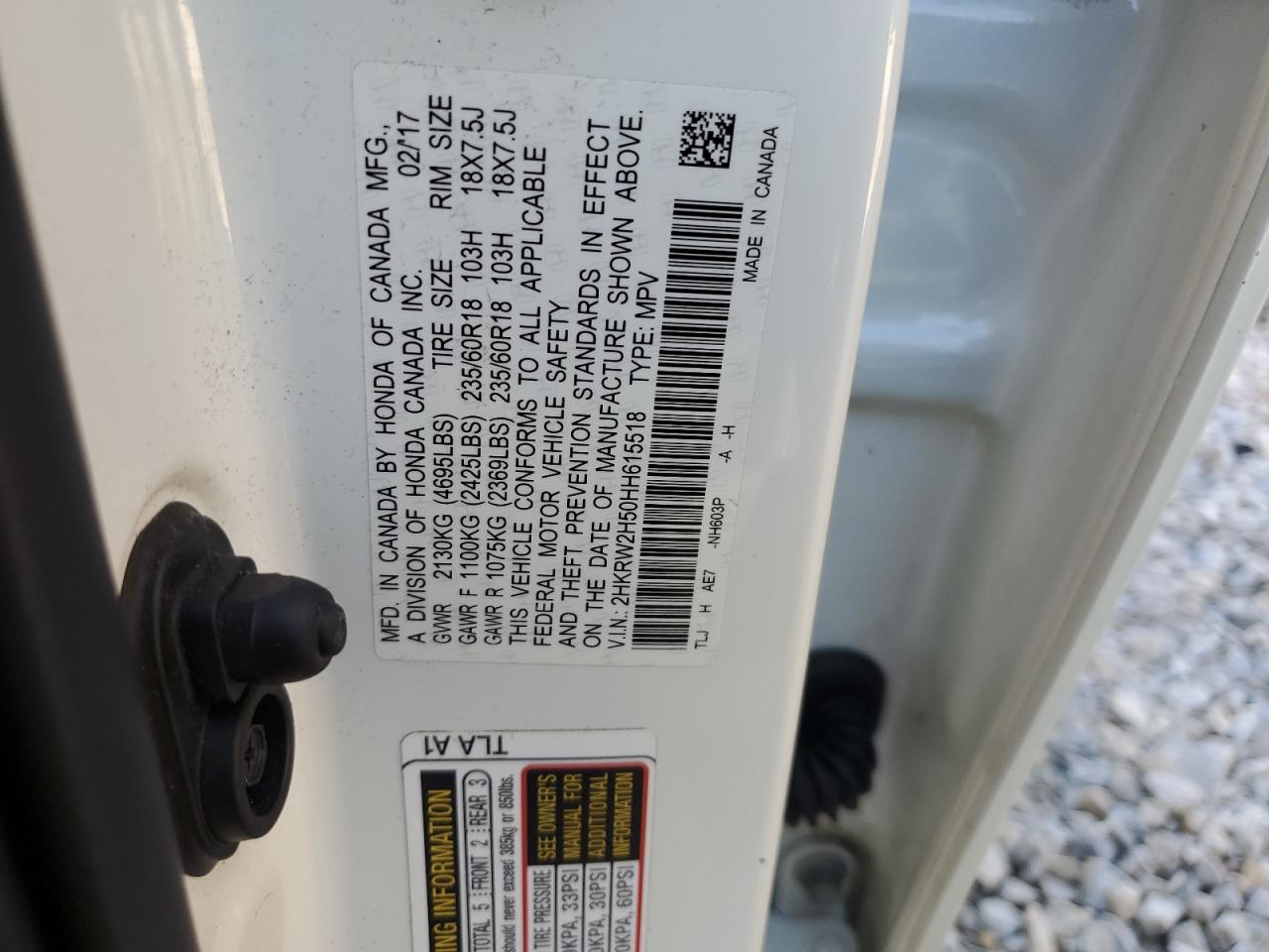 2017 Honda Cr-V Ex VIN: 2HKRW2H50HH615518 Lot: 89442475