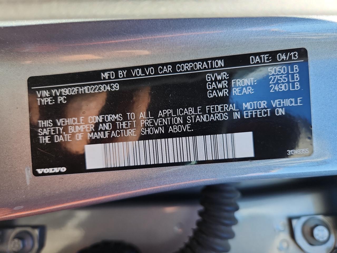 2013 Volvo S60 T6 VIN: YV1902FH1D2230439 Lot: 85838645