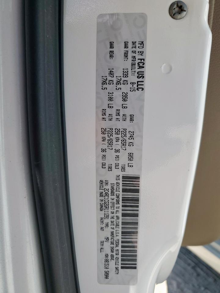 2016 Chrysler Town & Country Touring L VIN: 2C4RC1CG2GR111291 Lot: 86116375