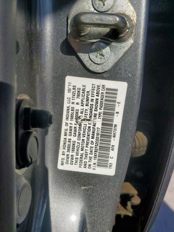 2012 Honda Civic Lx VIN: 19XFB2F52CE016117 Lot: 86437055