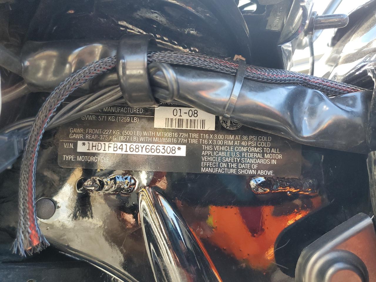 2008 Harley-Davidson Flhr VIN: 1HD1FB4168Y666308 Lot: 81950915