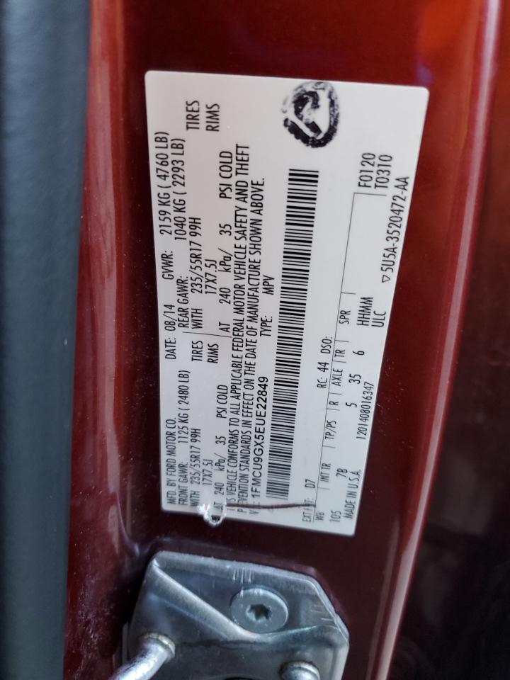 2014 Ford Escape Se VIN: 1FMCU9GX5EUE22849 Lot: 85484155