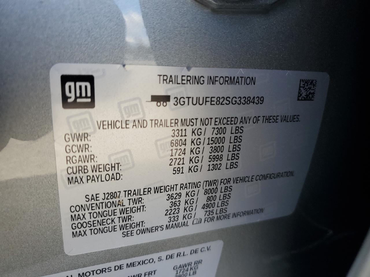 2025 GMC Sierra K1500 At4X VIN: 3GTUUFE82SG338439 Lot: 81958145
