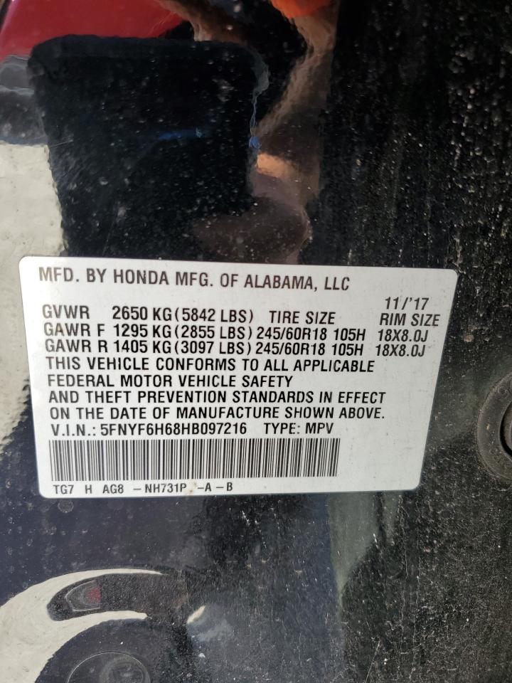 2017 Honda Pilot Exl VIN: 5FNYF6H68HB097216 Lot: 82622955