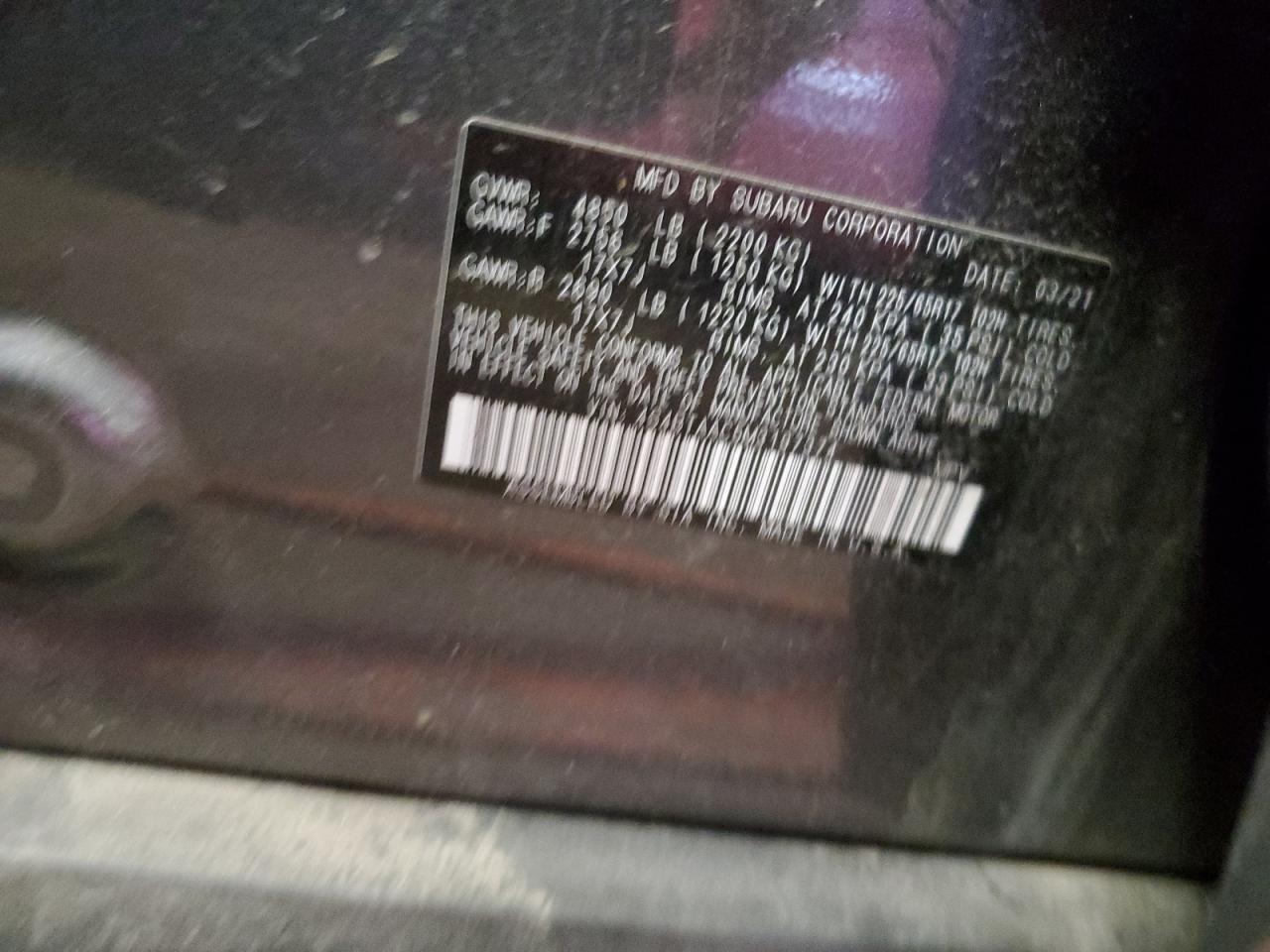 2021 Subaru Outback VIN: 4S4BTAAC5M3197374 Lot: 85094325