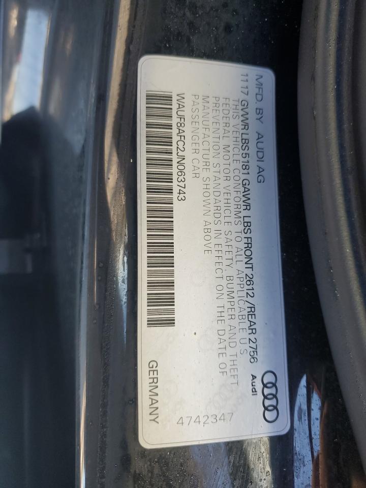 2018 Audi A6 Premium VIN: WAUF8AFC2JN063743 Lot: 90794035