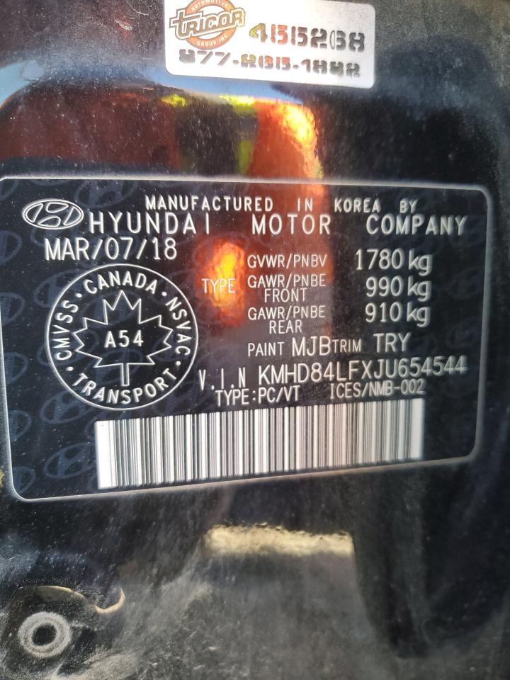 2018 Hyundai Elantra Sel VIN: KMHD84LFXJU654544 Lot: 89521235