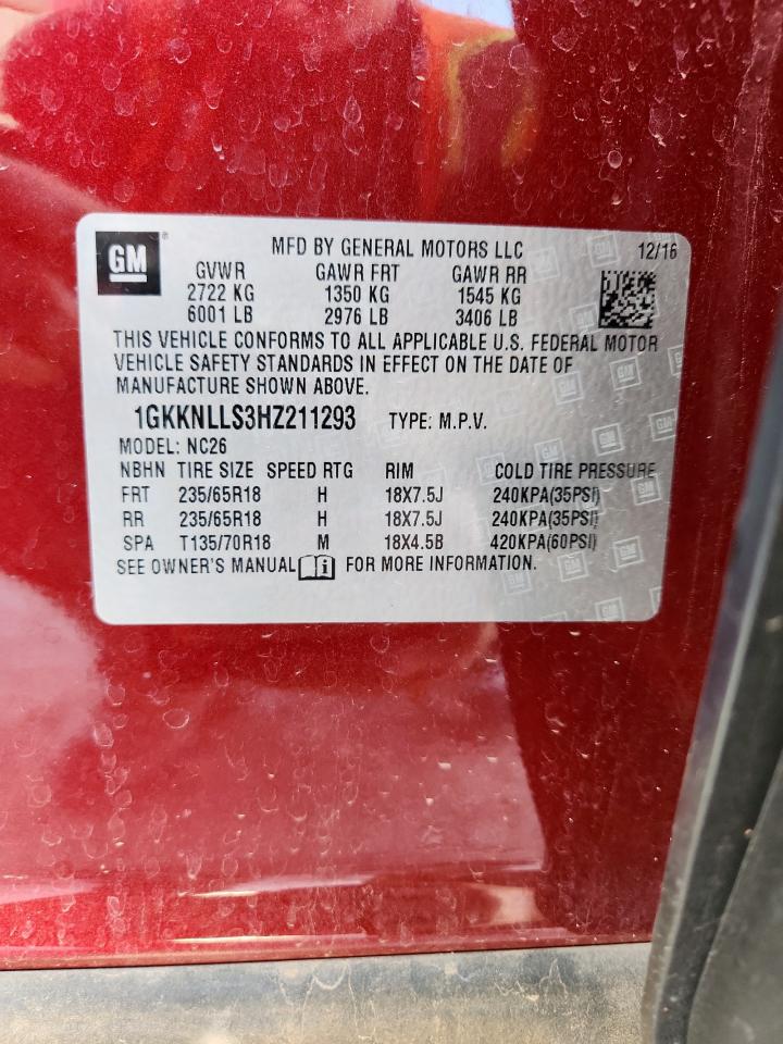 2017 GMC Acadia Sle VIN: 1GKKNLLS3HZ211293 Lot: 90037235