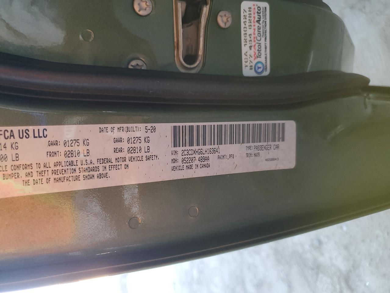 2020 Dodge Charger Gt VIN: 2C3CDXHG6LH163641 Lot: 84475485