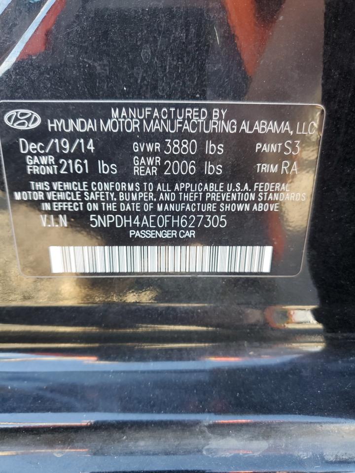 2015 Hyundai Elantra Se VIN: 5NPDH4AE0FH627305 Lot: 85874325