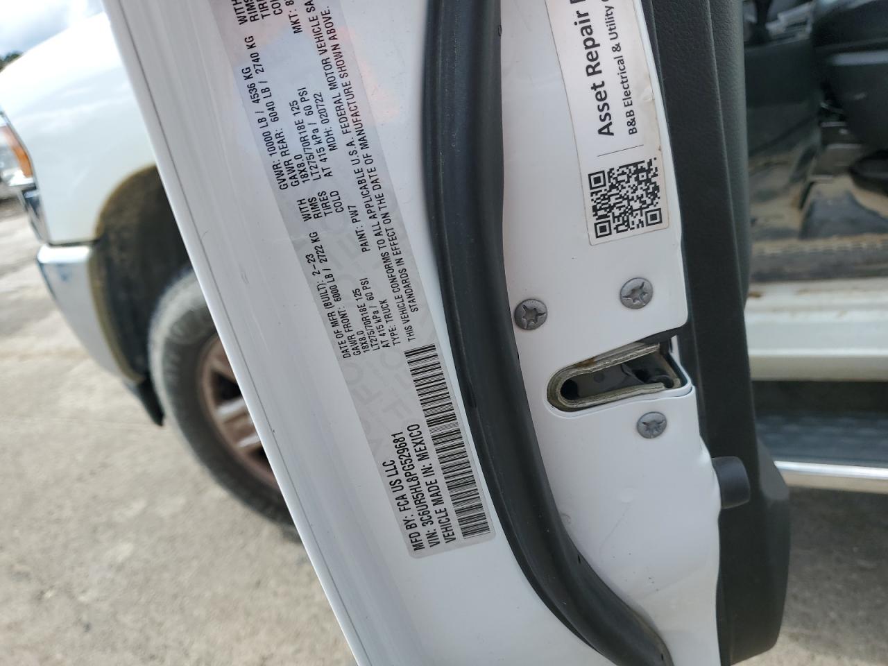 2023 Ram 2500 Tradesman VIN: 3C6UR5HL8PG529681 Lot: 87121495