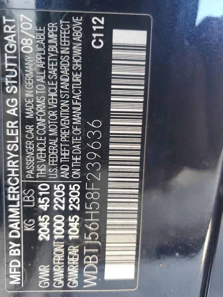 2008 Mercedes-Benz Clk 350 VIN: WDBTJ56H58F239636 Lot: 90668585