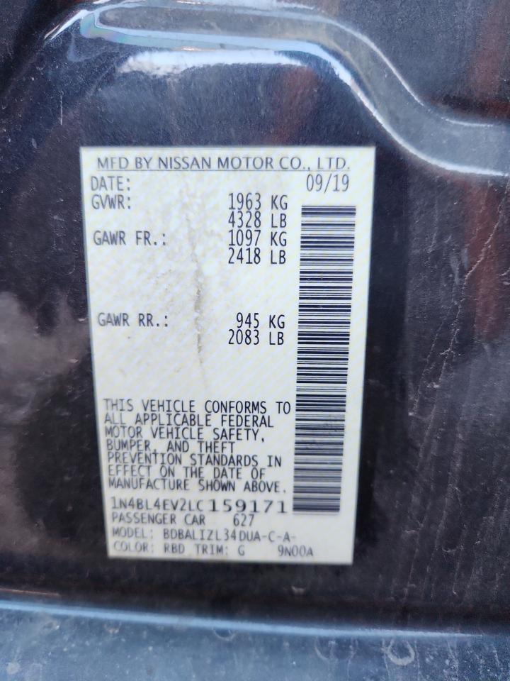 2020 Nissan Altima Sl VIN: 1N4BL4EV2LC159171 Lot: 90396415