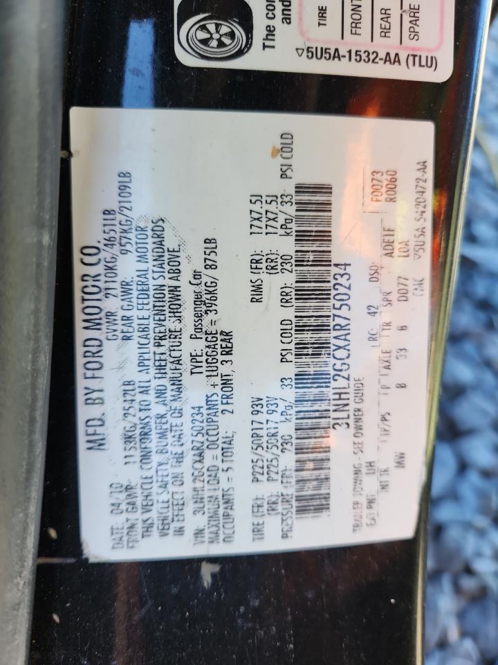 2010 Lincoln Mkz VIN: 3LNHL2GCXAR750234 Lot: 85864995