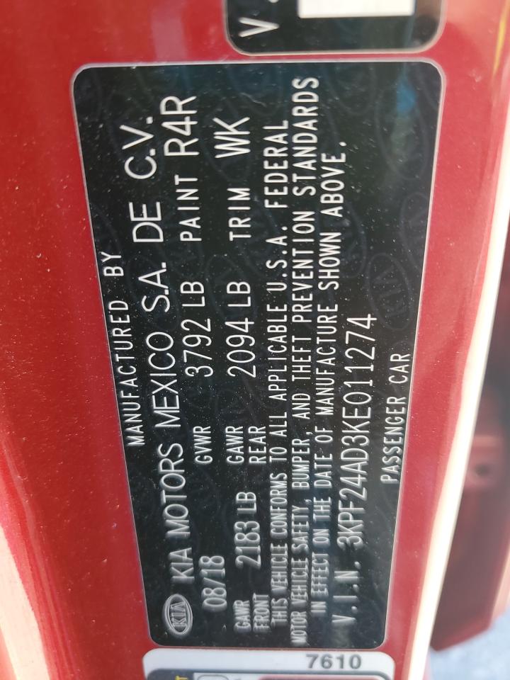 2019 Kia Forte Fe VIN: 3KPF24AD3KE011274 Lot: 82493085