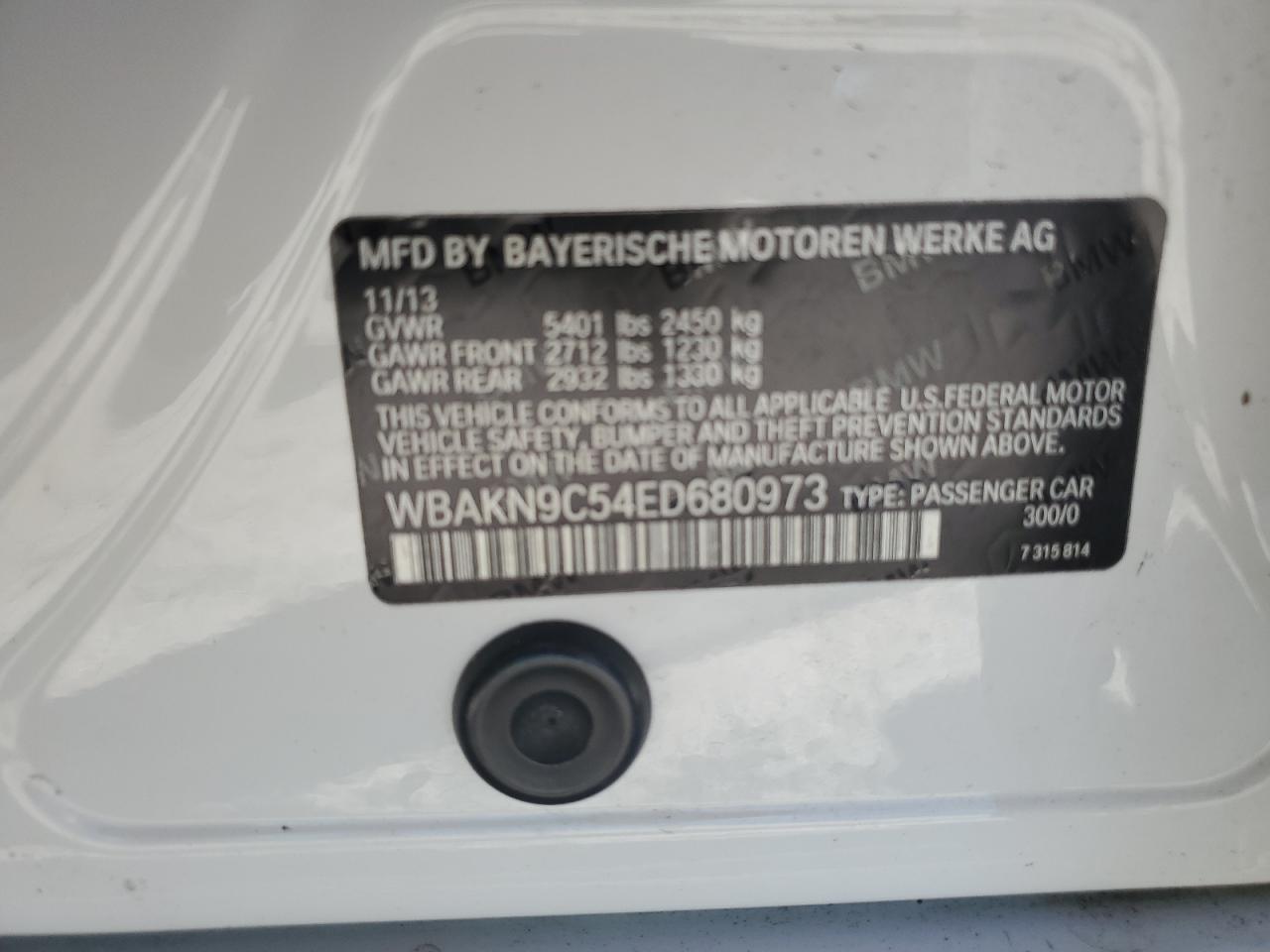 2014 BMW 550 I VIN: WBAKN9C54ED680973 Lot: 85087175