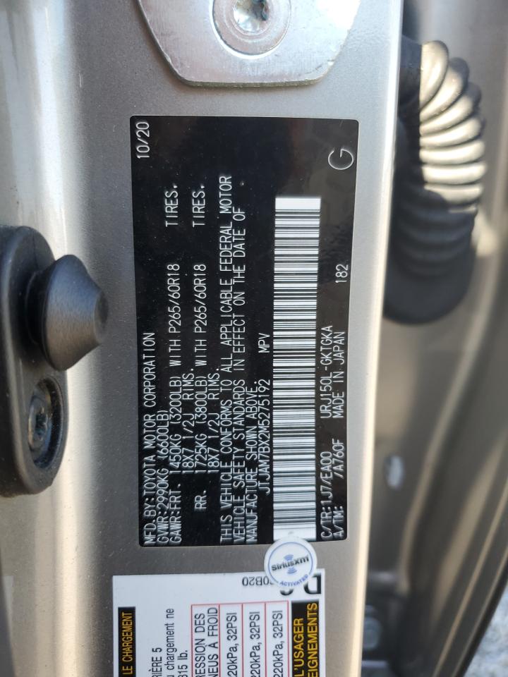 2021 Lexus Gx 460 Premium VIN: JTJAM7BX2M5275192 Lot: 87282185