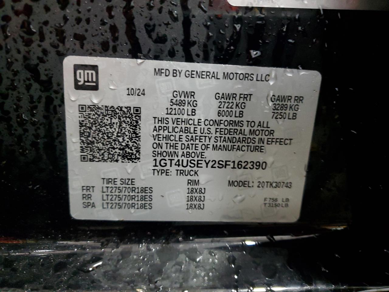 2025 GMC Sierra K3500 VIN: 1GT4USEY2SF162390 Lot: 89489435