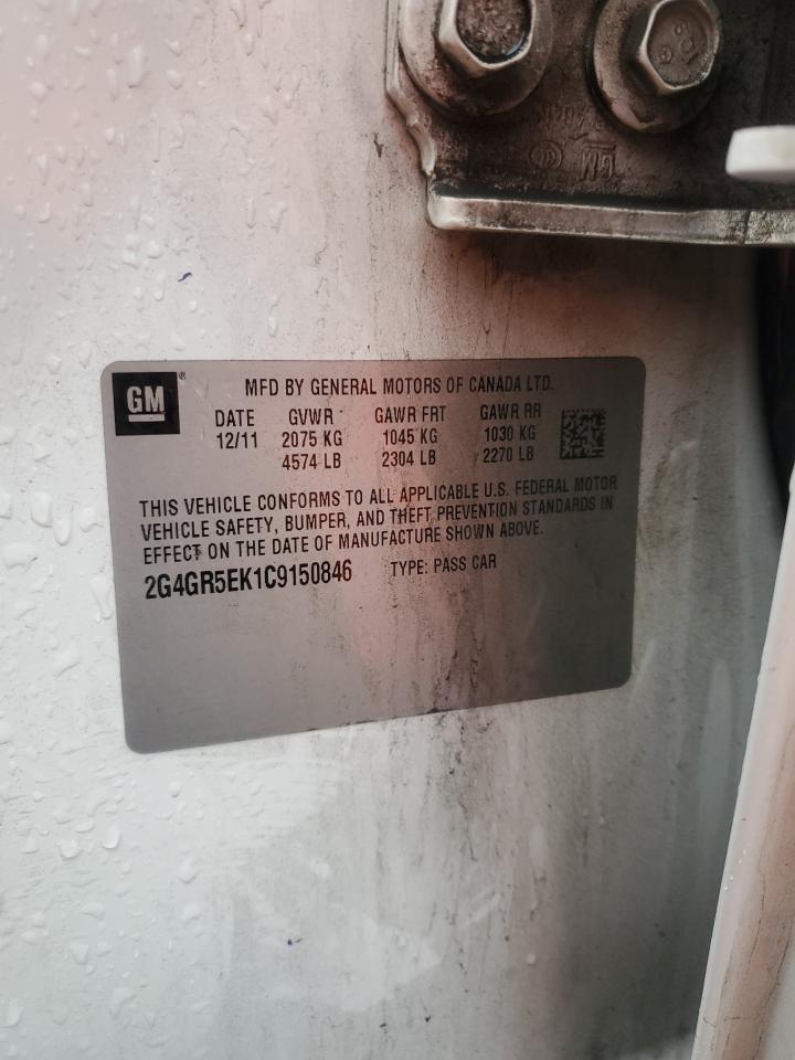 2012 Buick Regal VIN: 2G4GR5EK1C9150846 Lot: 81987505