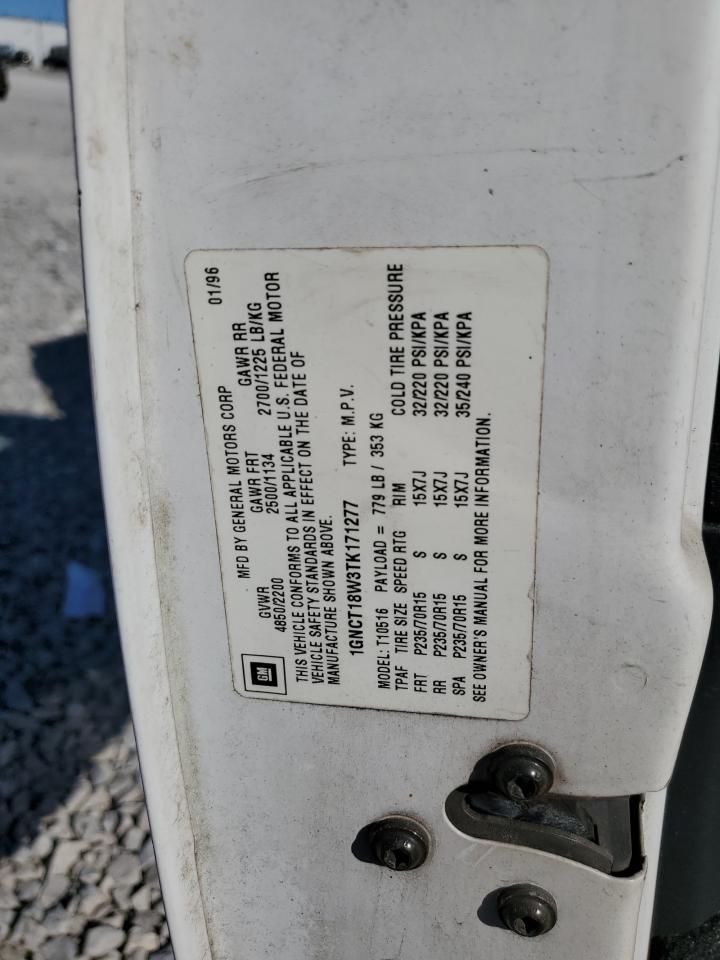 1996 Chevrolet Blazer VIN: 1GNCT18W3TK171277 Lot: 86116675