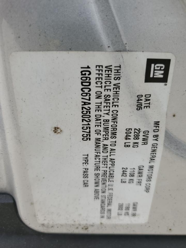 2005 Cadillac Sts VIN: 1G6DC67A250215755 Lot: 86167745