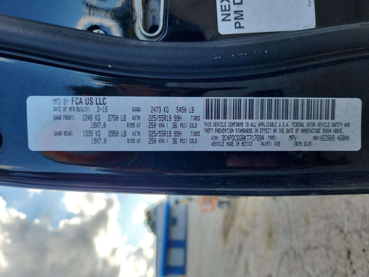 2019 Dodge Journey Crossroad VIN: 3C4PDCGG8KT717694 Lot: 82597455