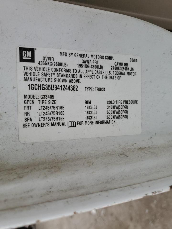 2004 Chevrolet Express 3500 Delivery Van VIN: 1GCHG35U341244382 Lot: 90686395