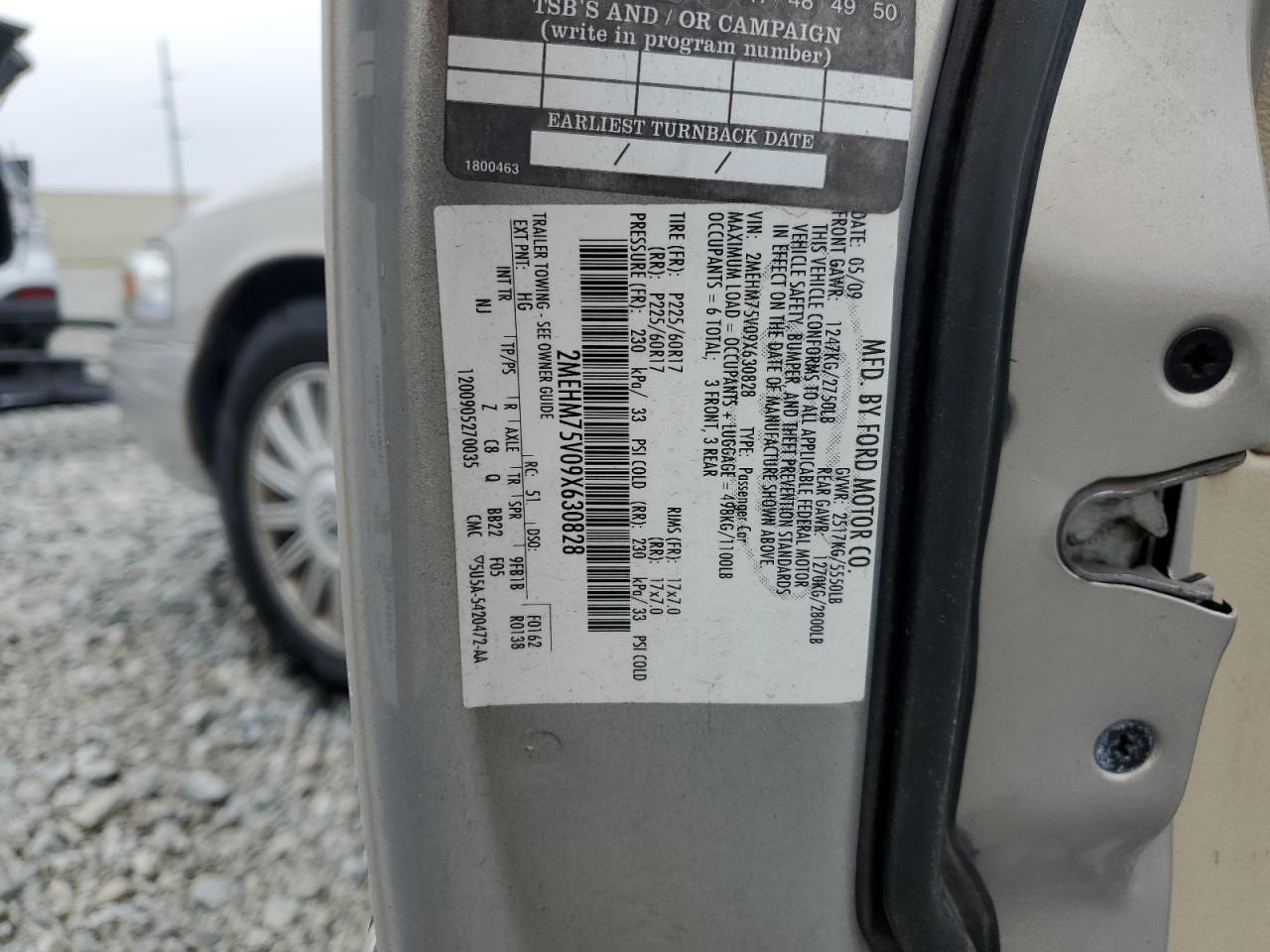 2009 Mercury Grand Marquis Ls VIN: 2MEHM75V09X630828 Lot: 90219275