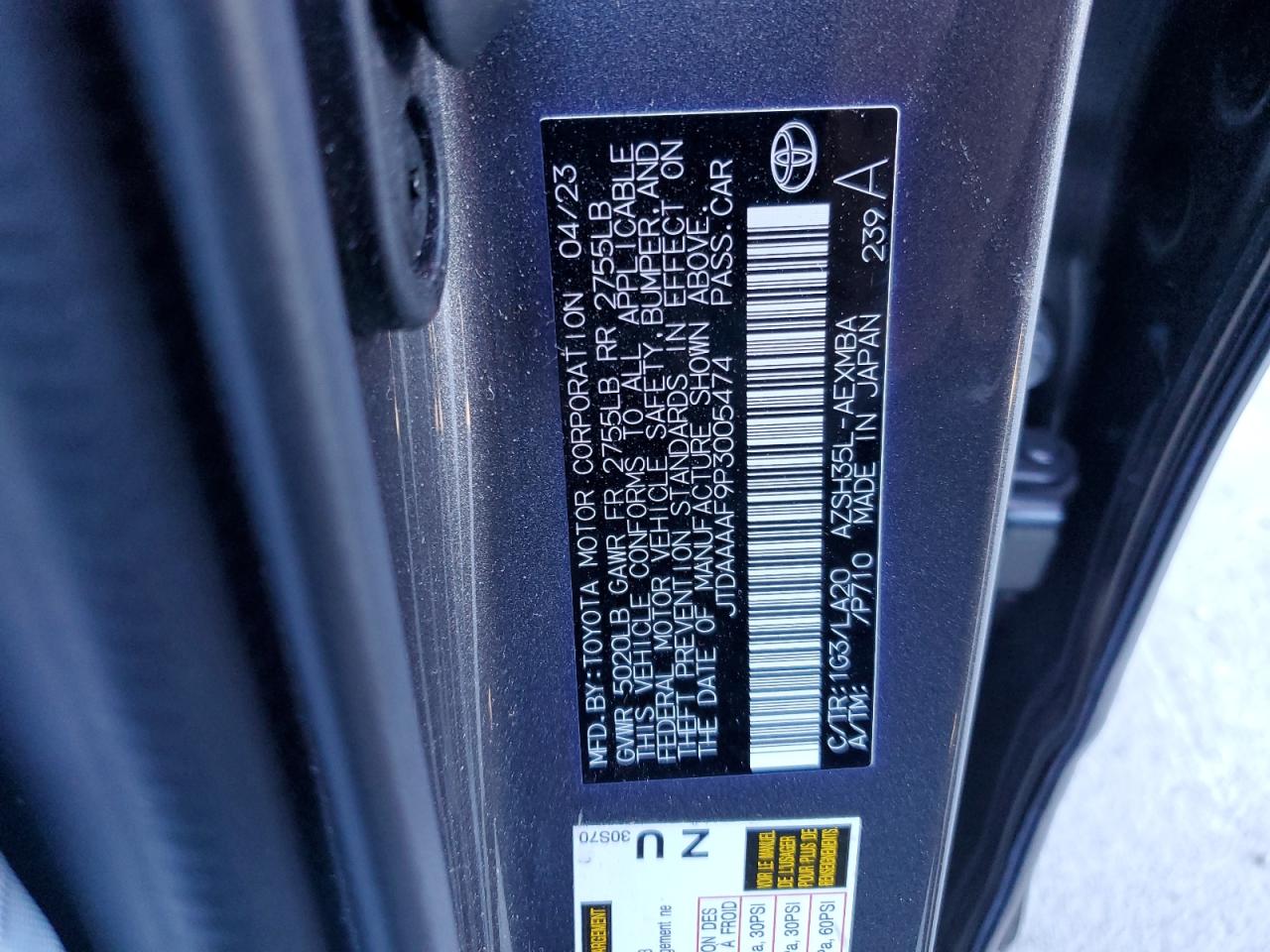 2023 Toyota Crown Xle VIN: JTDAAAAF9P3005474 Lot: 82382895