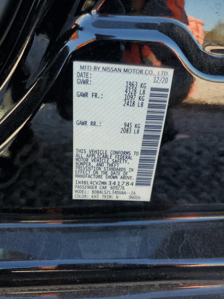 2021 Nissan Altima Sr VIN: 1N4BL4CV2MN341784 Lot: 82343995