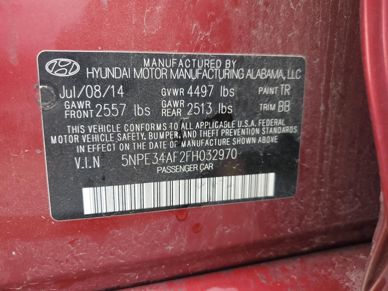 2015 Hyundai Sonata Sport VIN: 5NPE34AF2FH032970 Lot: 85342625